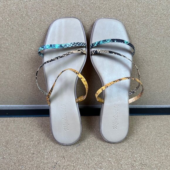 Madewell The Lyra Slide Sandal in Snake Embossed Leather Women's Size 7.5 - Picture 2 of 5